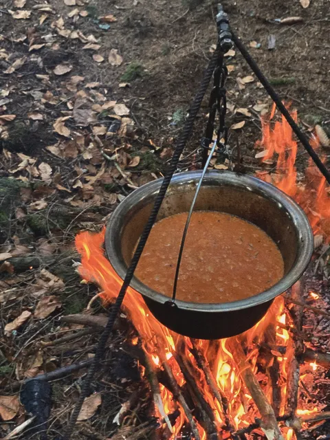 outdoor cooking with family